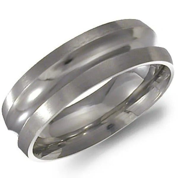 CrownRing 7MM Titanium Grooved Center Wedding Band