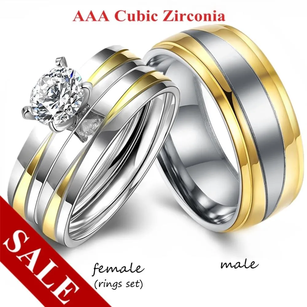 Crystal Wedding Couple Rings Ring