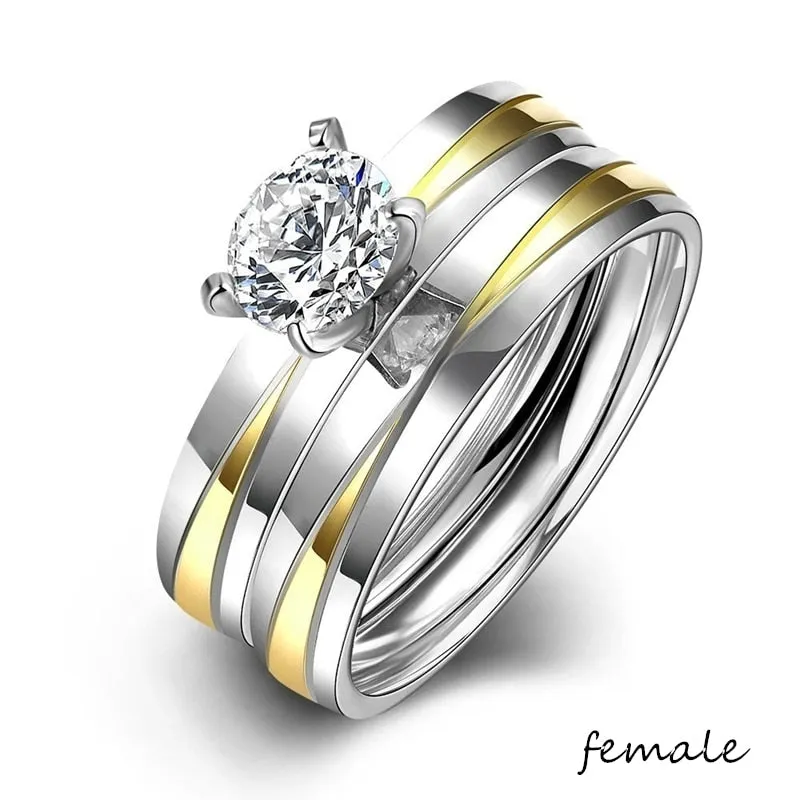 Crystal Wedding Couple Rings Ring