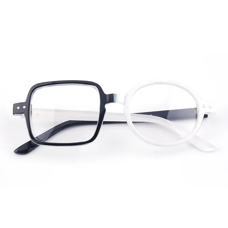 Cubojue Unisex Full Rim Odd Square/Round Tr 90 Titanium Myopic Reading Glasses