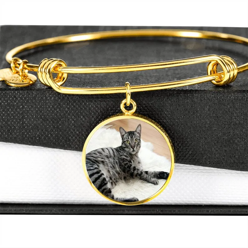 Custom Cat Photo Bangle Bracelet - Gifts For Cat Lovers