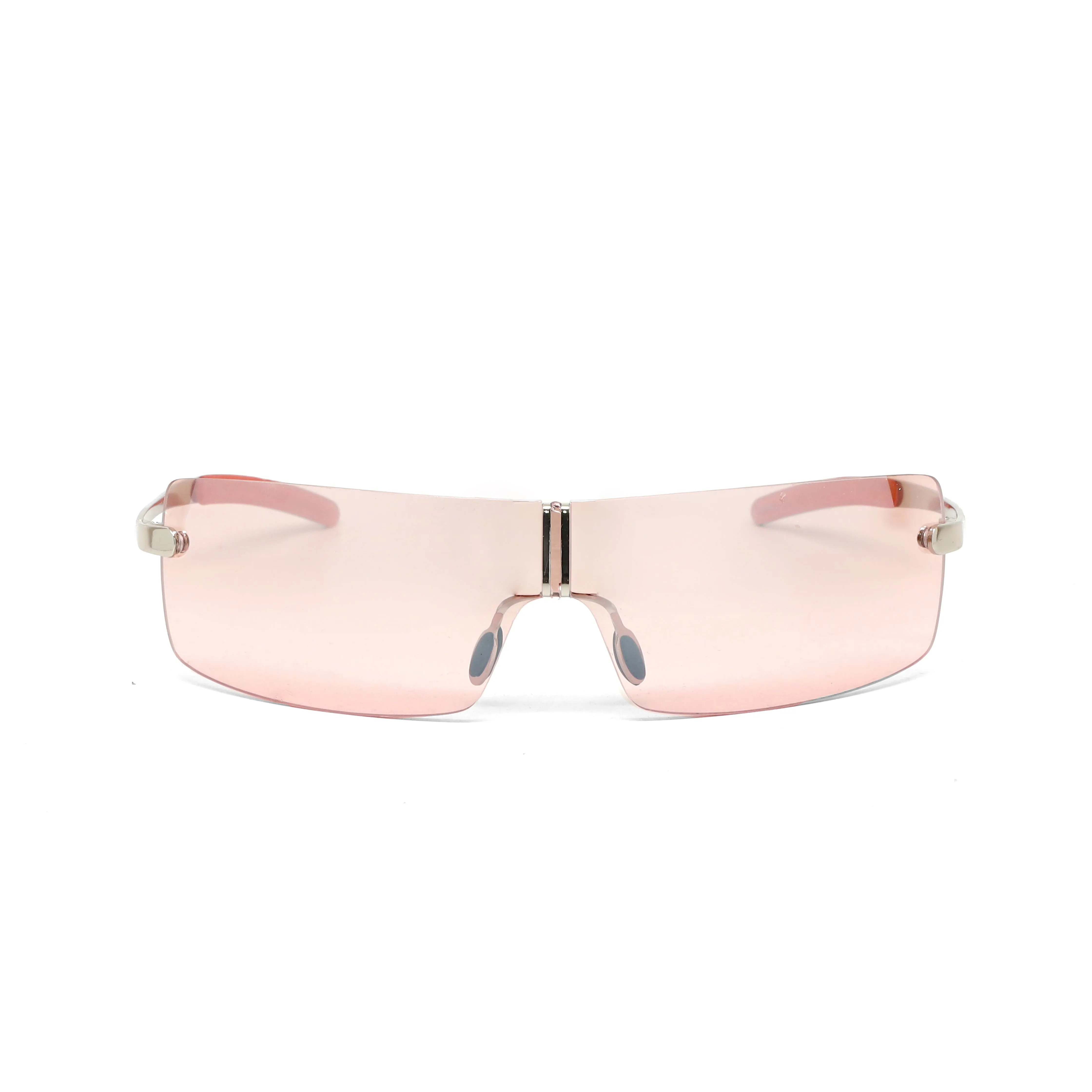 Deluxe Late 90s Vintage Frameless Wraparound Visor Sunglasses - Pink