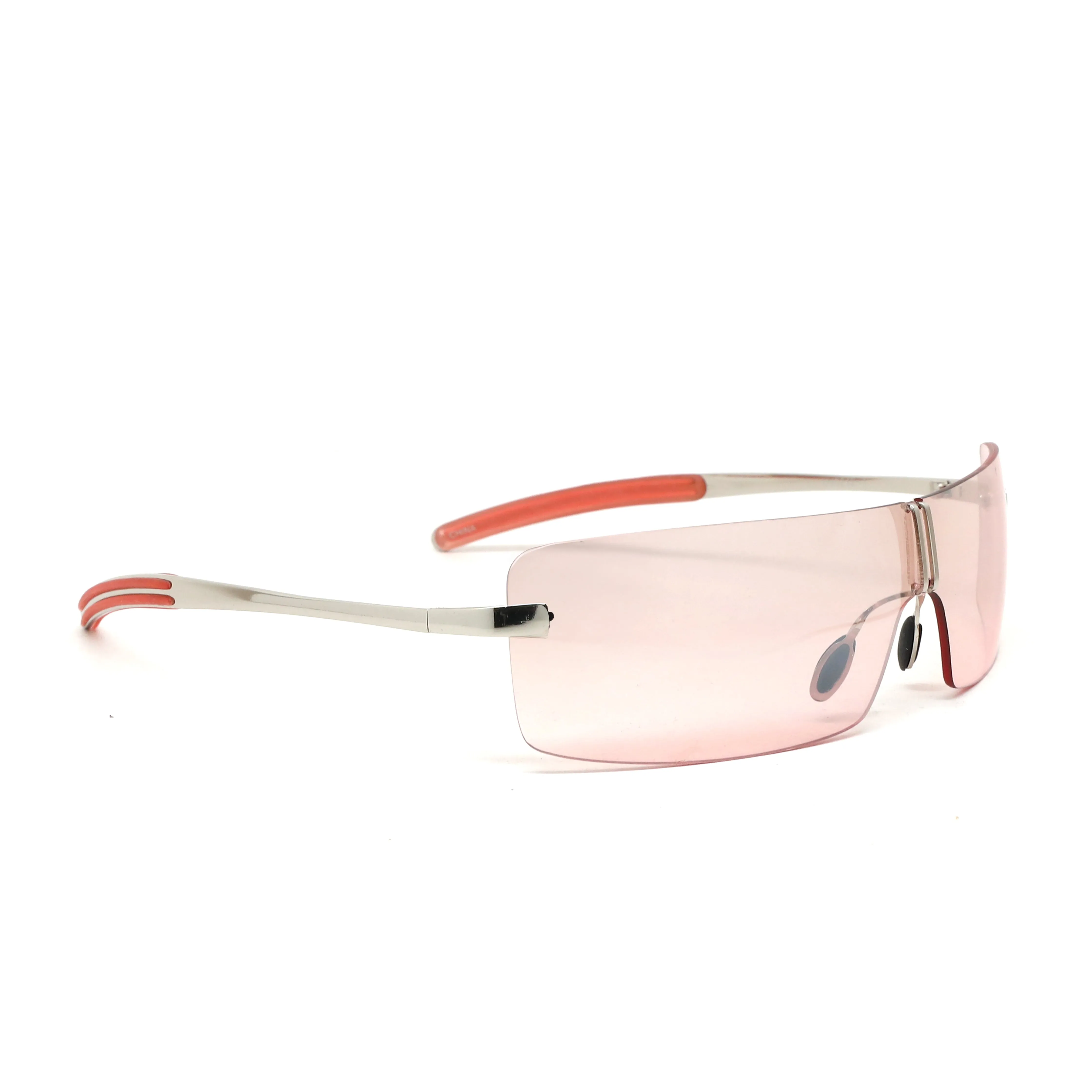 Deluxe Late 90s Vintage Frameless Wraparound Visor Sunglasses - Pink