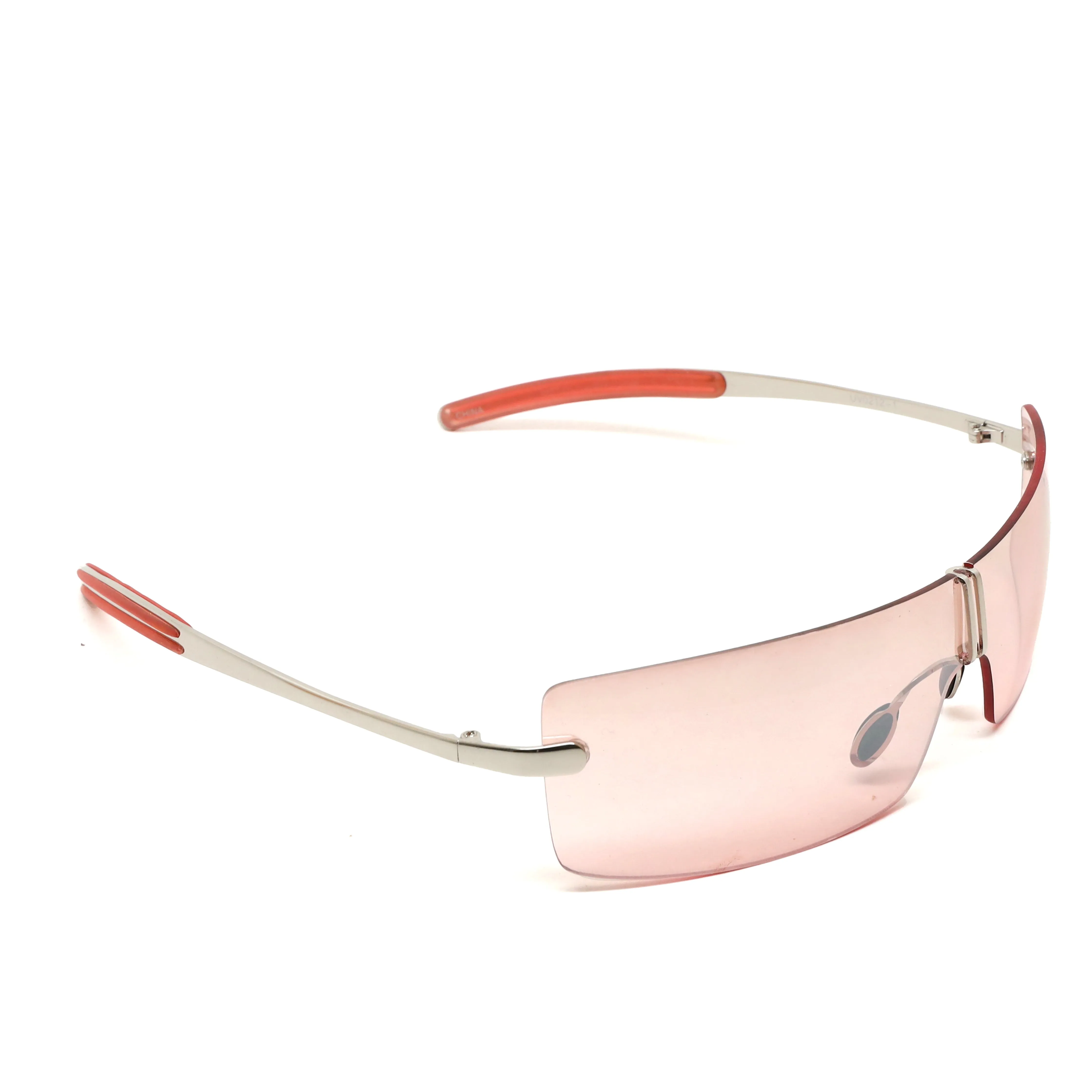 Deluxe Late 90s Vintage Frameless Wraparound Visor Sunglasses - Pink