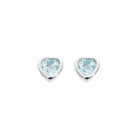 Dew Sterling Silver Dinky Blue Topaz Heart Studs Earrings 3035BT