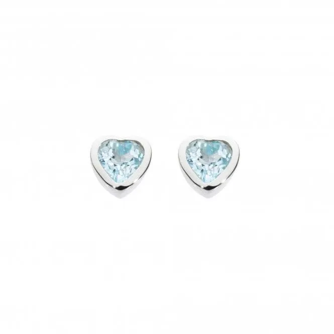 Dew Sterling Silver Dinky Blue Topaz Heart Studs Earrings 3035BT