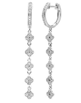 Diamond Earrings - 10ct White Gold Diamond Set Drop Earrings - 784309