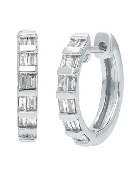 Diamond Earrings - 10ct White Gold Diamond Set Hoop Earrings - 784271