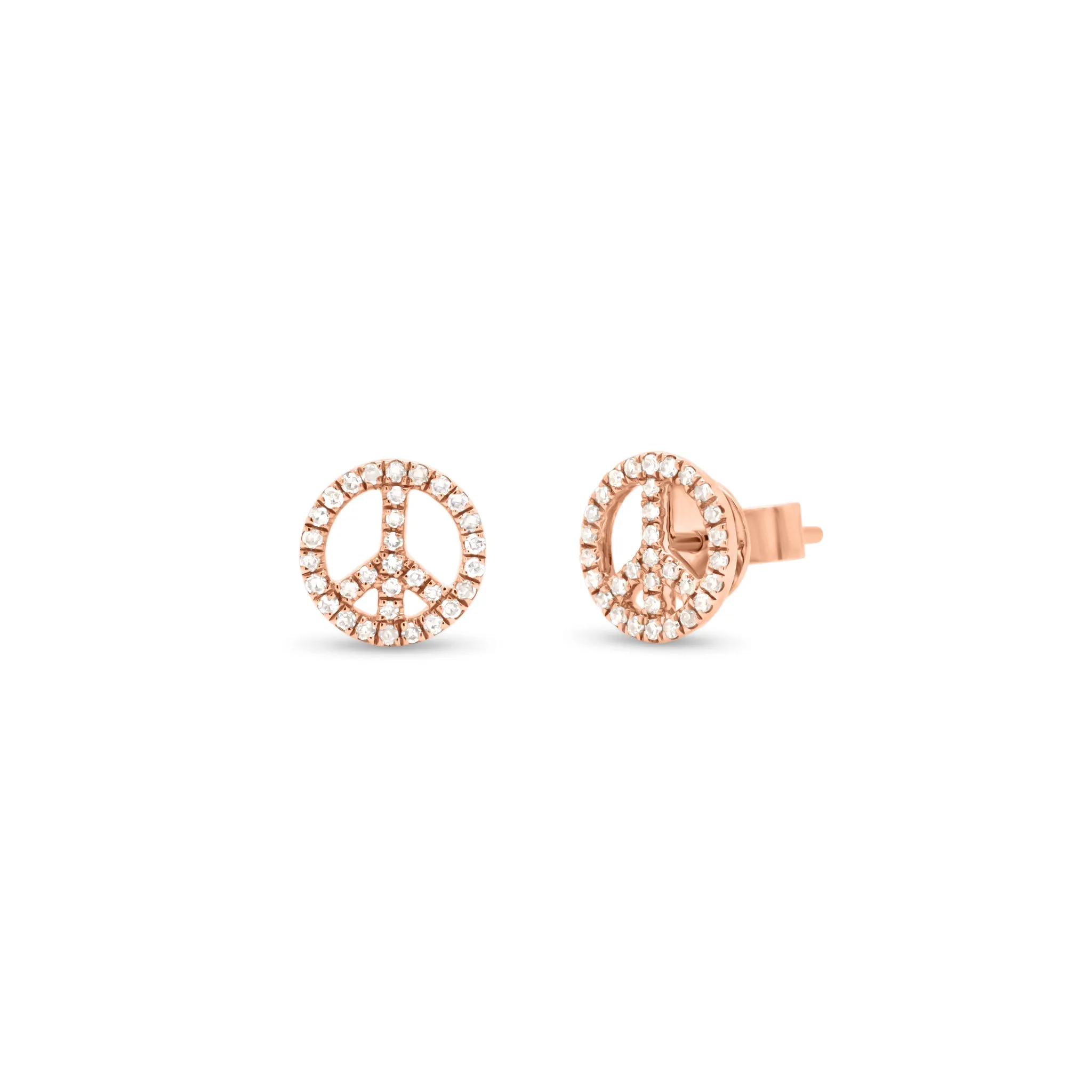 Diamond Peace Sign Stud Earrings