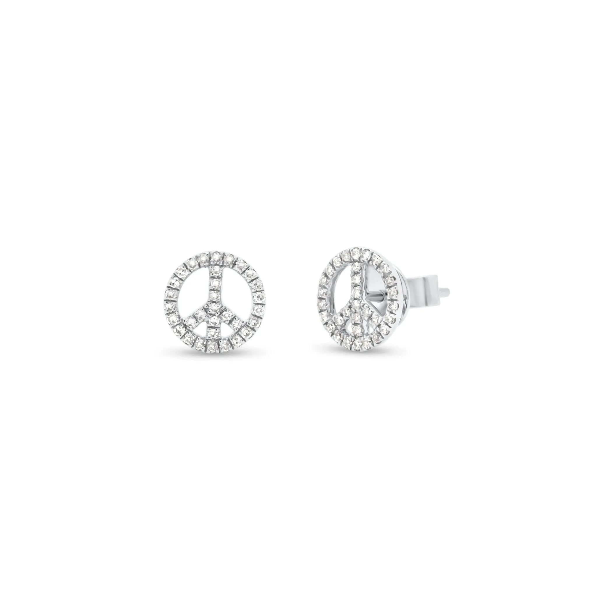 Diamond Peace Sign Stud Earrings