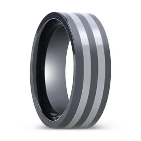 DIPLO | Ceramic Ring, Tungsten Inlay, Flat Polished Edges