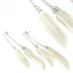 DOUBLE BONE Feather Regular Style Earrings - Price Per 2