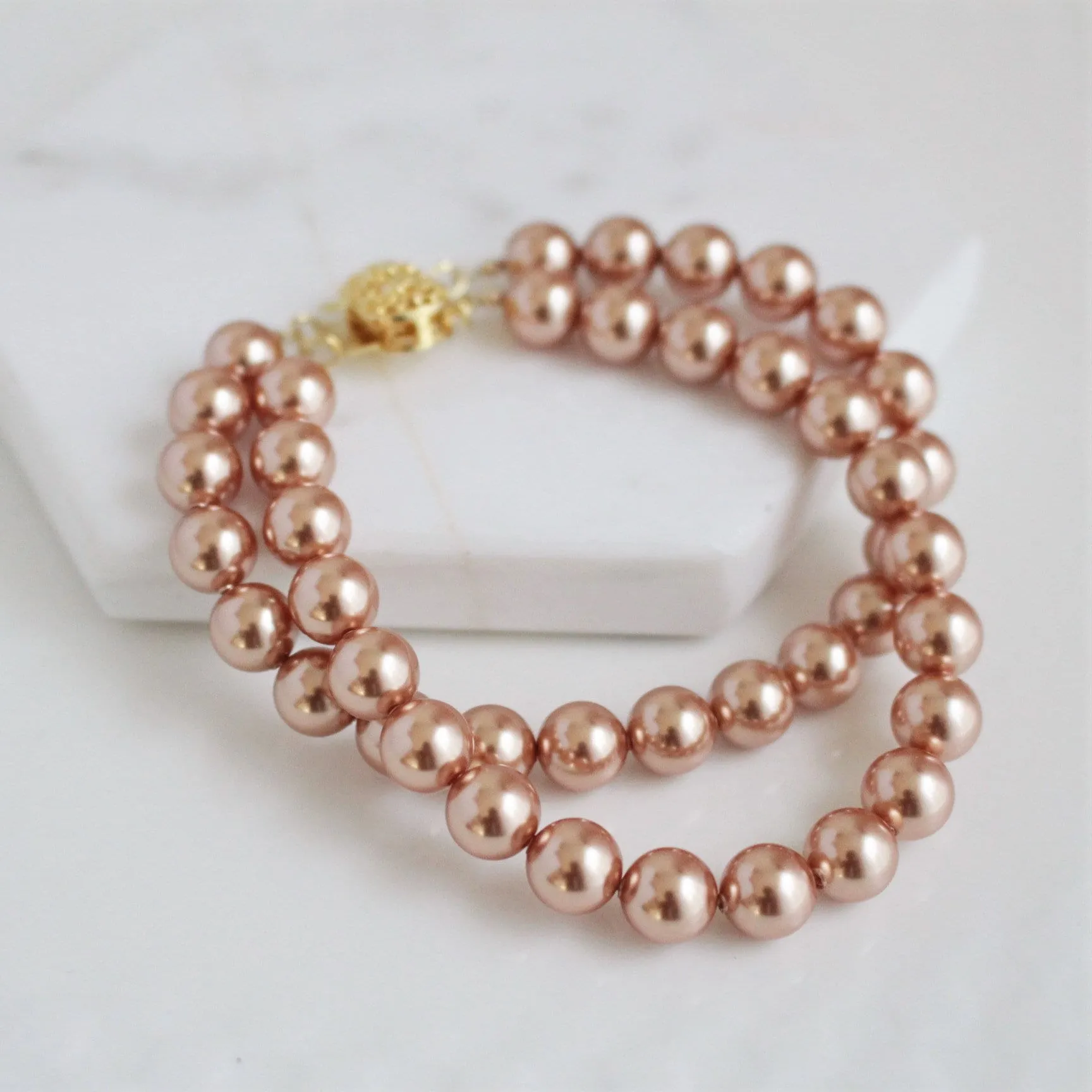 Double Strand Pearl Bracelet & Earring Set