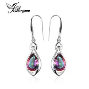 Earrings 6.8ct Rainbow Fire Mystic Topaz Water Drop Pure 925 Sterling Silver