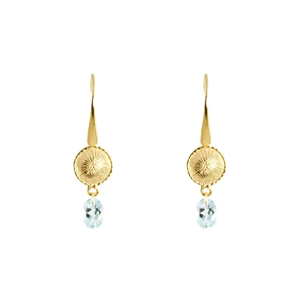 Earrings - Jali -JaNip Blue Topaz Gold Plated Sterling Silver