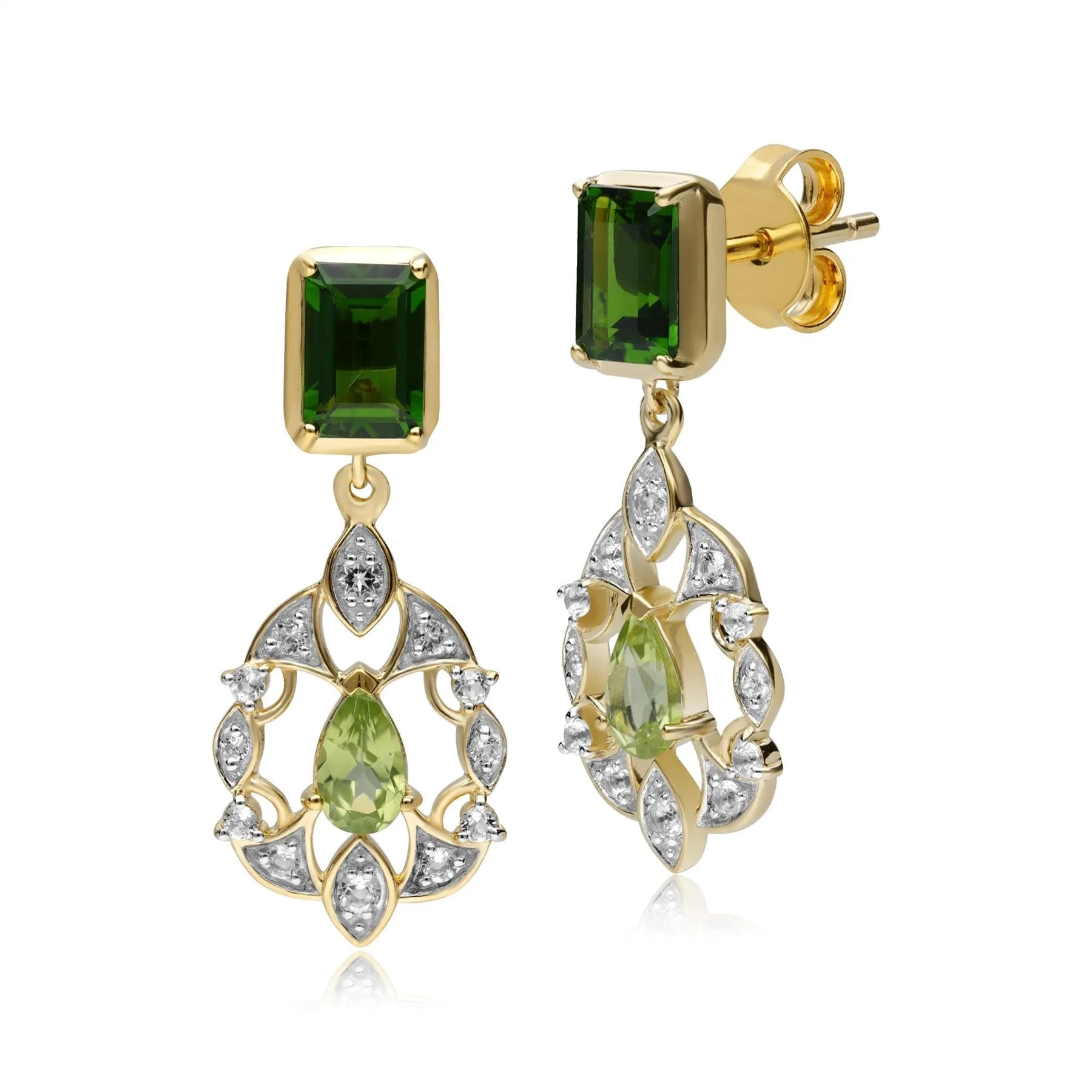 ECFEW™ 'The Creator' Chrome Diopside & Peridot Blumen Tropfen Ohrringe