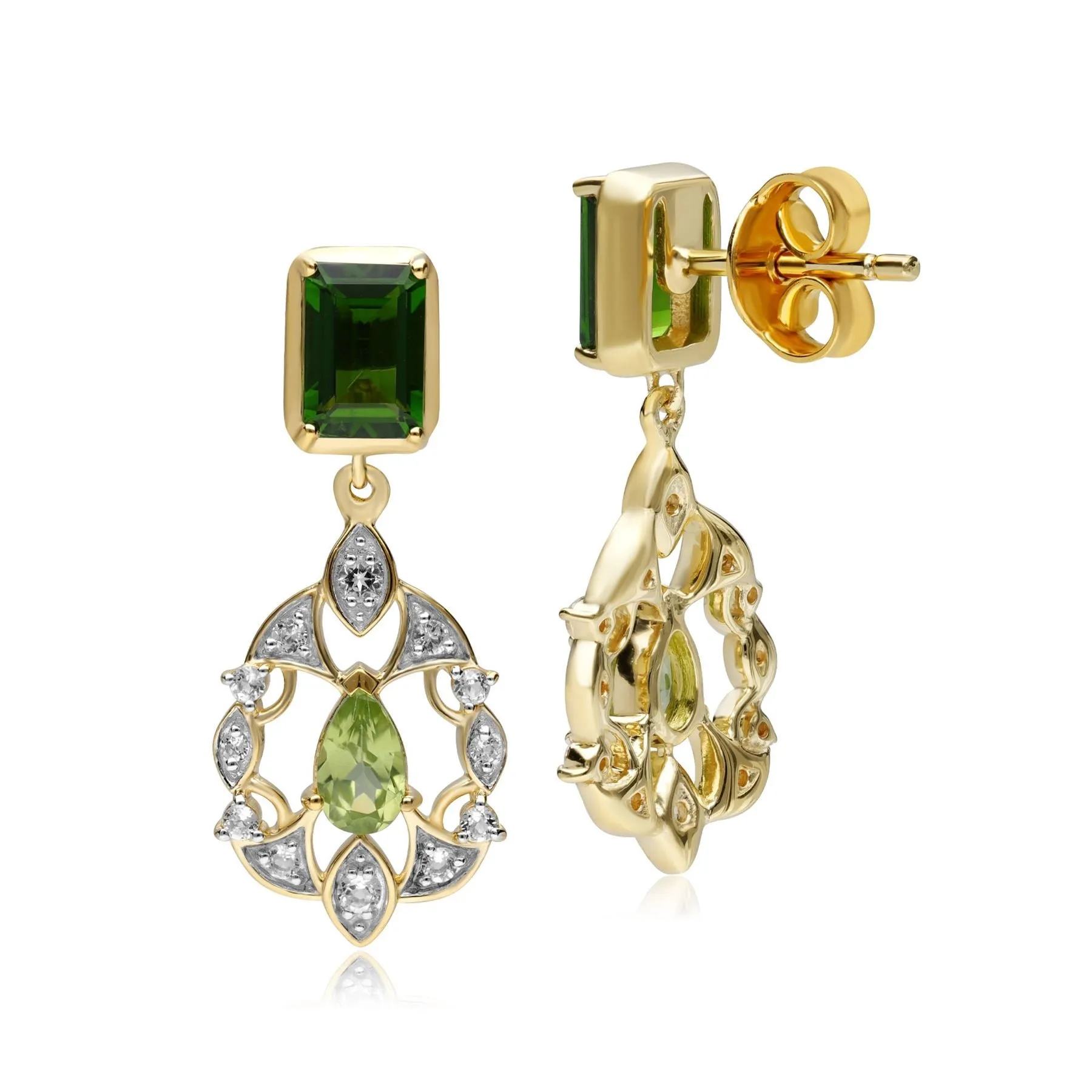 ECFEW™ 'The Creator' Chrome Diopside & Peridot Blumen Tropfen Ohrringe