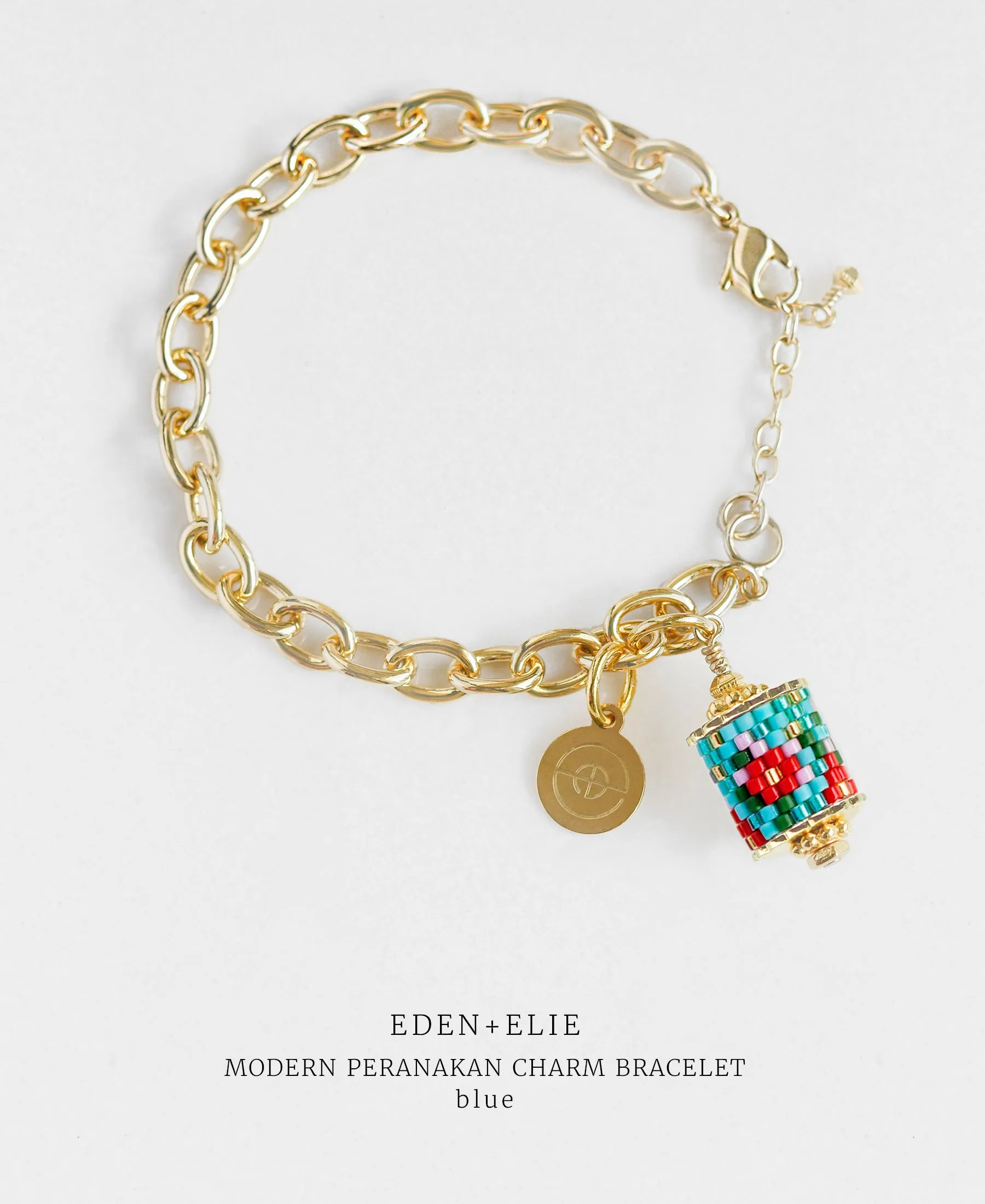 EDEN   ELIE Modern Peranakan gold charm bracelet - blue