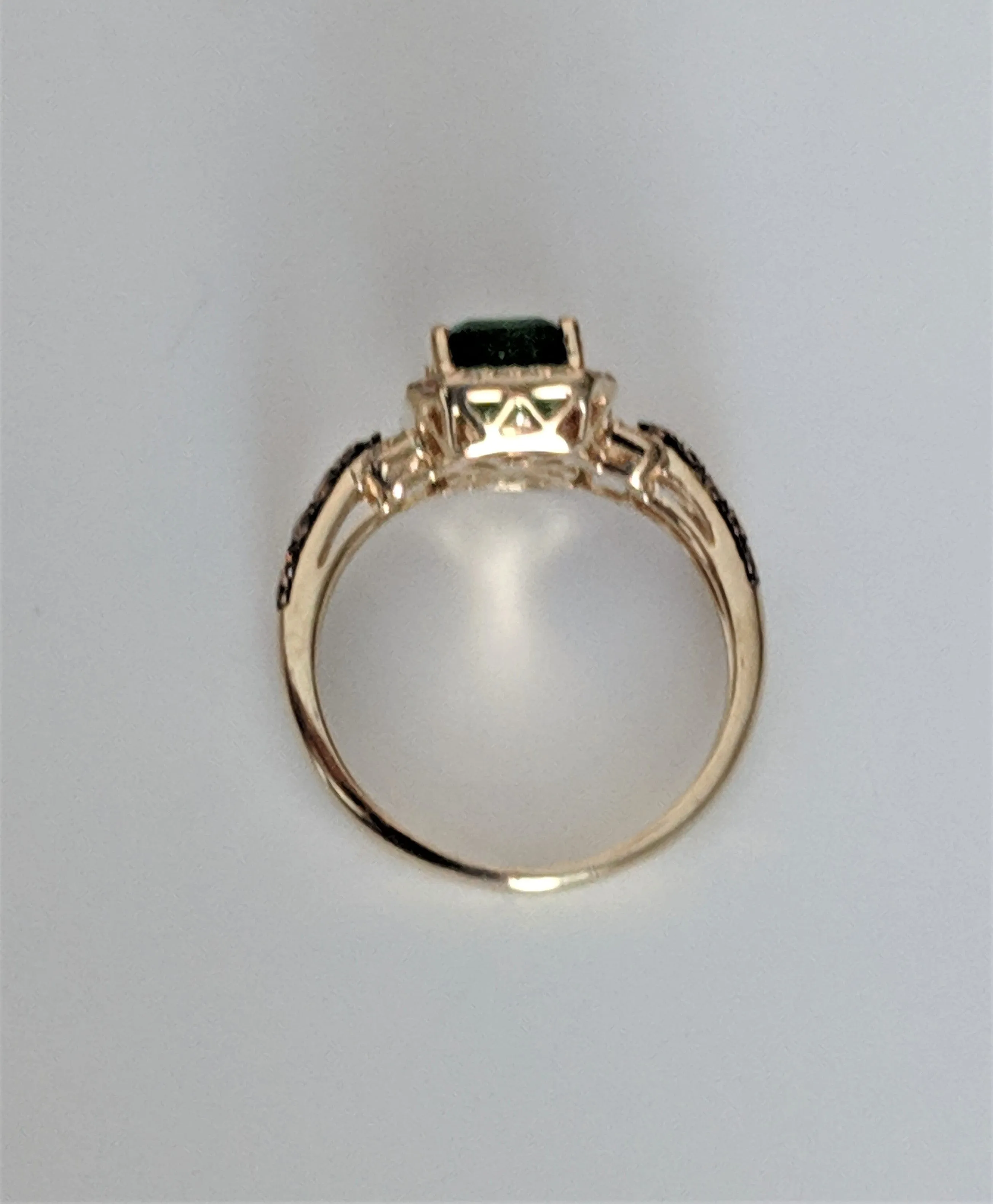 Effy Genuine Emerald and Diamond Halo Ring 14K Gold-Pre-owned