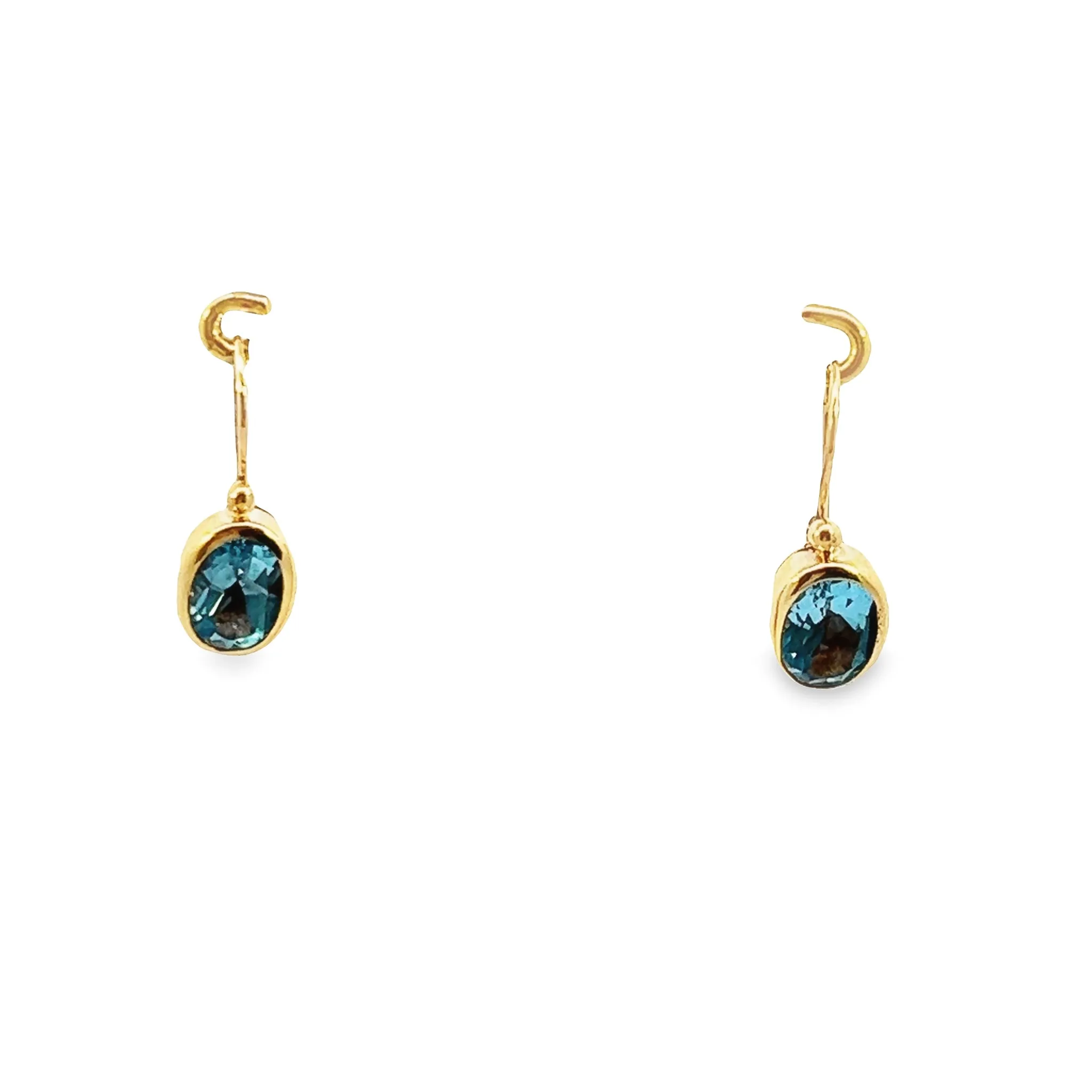 Elegant 9ct Yellow Gold Blue Topaz Drop Earrings