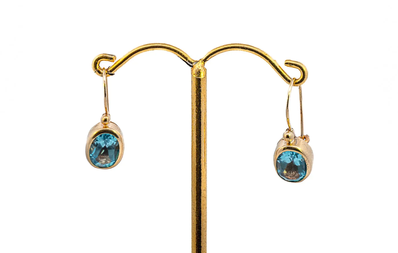 Elegant 9ct Yellow Gold Blue Topaz Drop Earrings