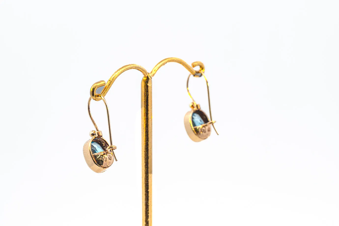 Elegant 9ct Yellow Gold Blue Topaz Drop Earrings