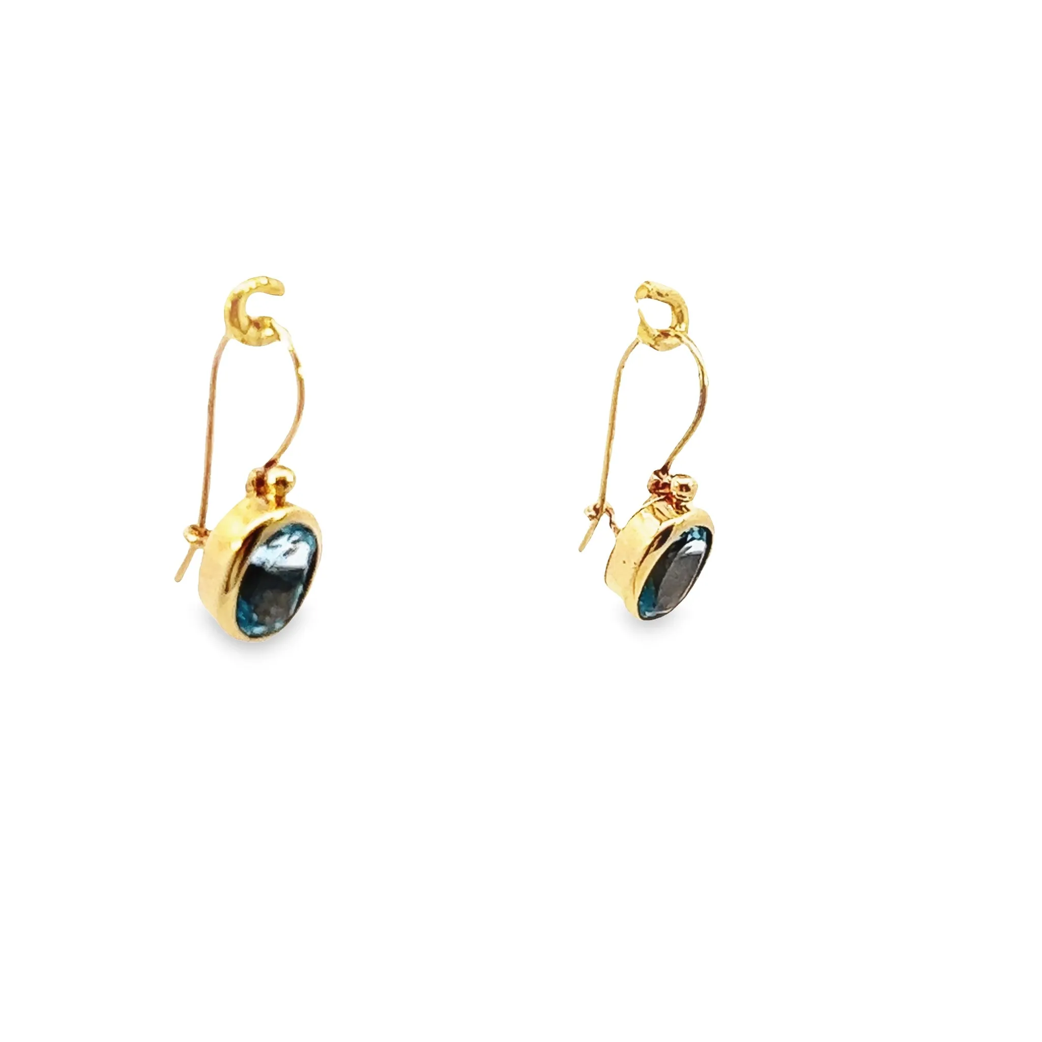 Elegant 9ct Yellow Gold Blue Topaz Drop Earrings