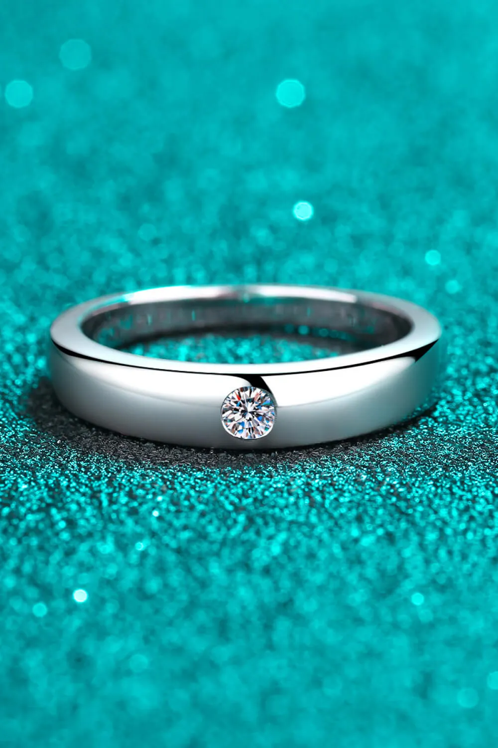 Elegant Moissanite Rhodium Plated Ring