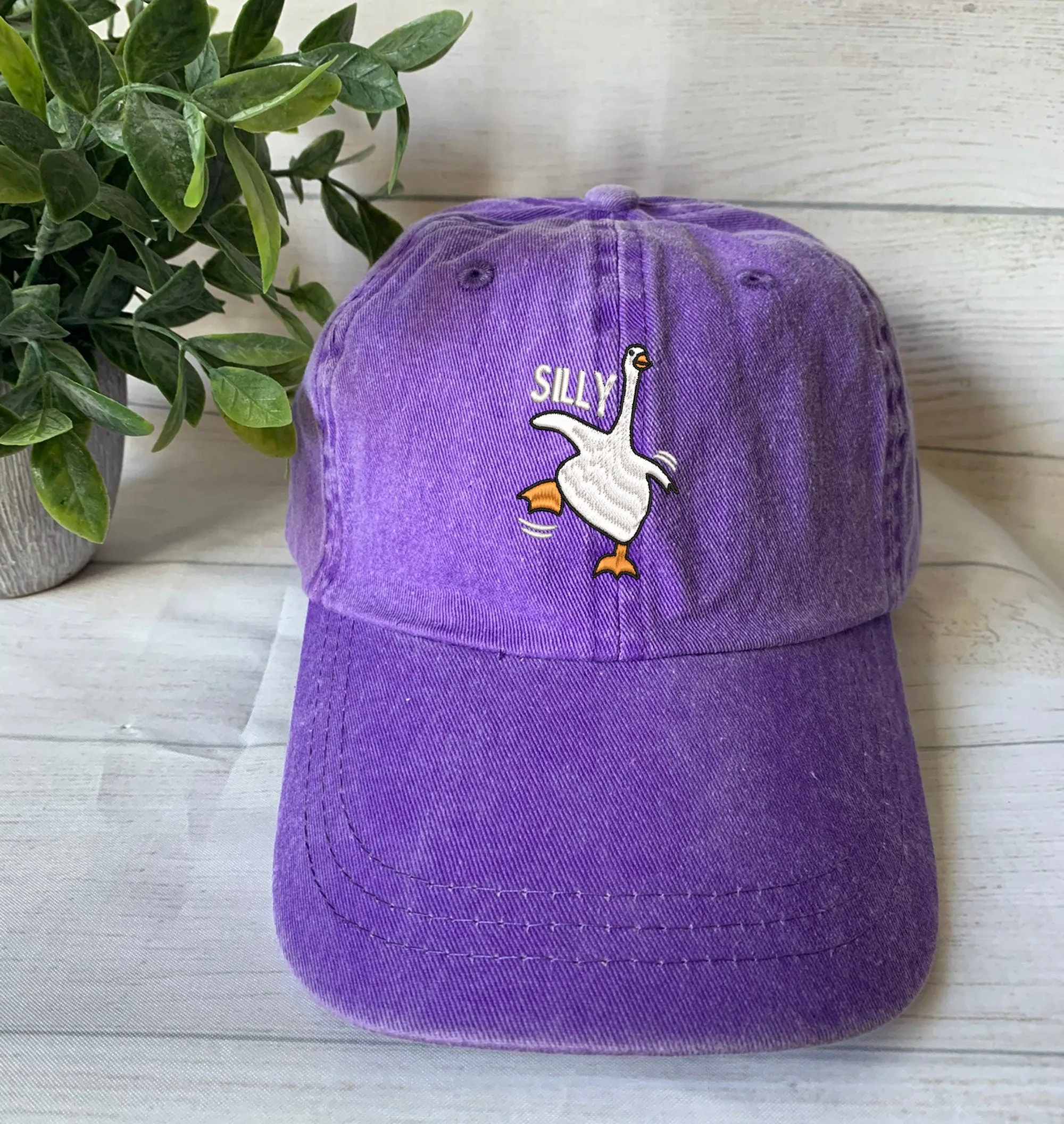 Embroidered Silly Goose Hat, Personalized Pigment Dyed Silly Goose Cap, Funny Hat, Animal Hat for Animal Lover Goose gift Hat, Add your name