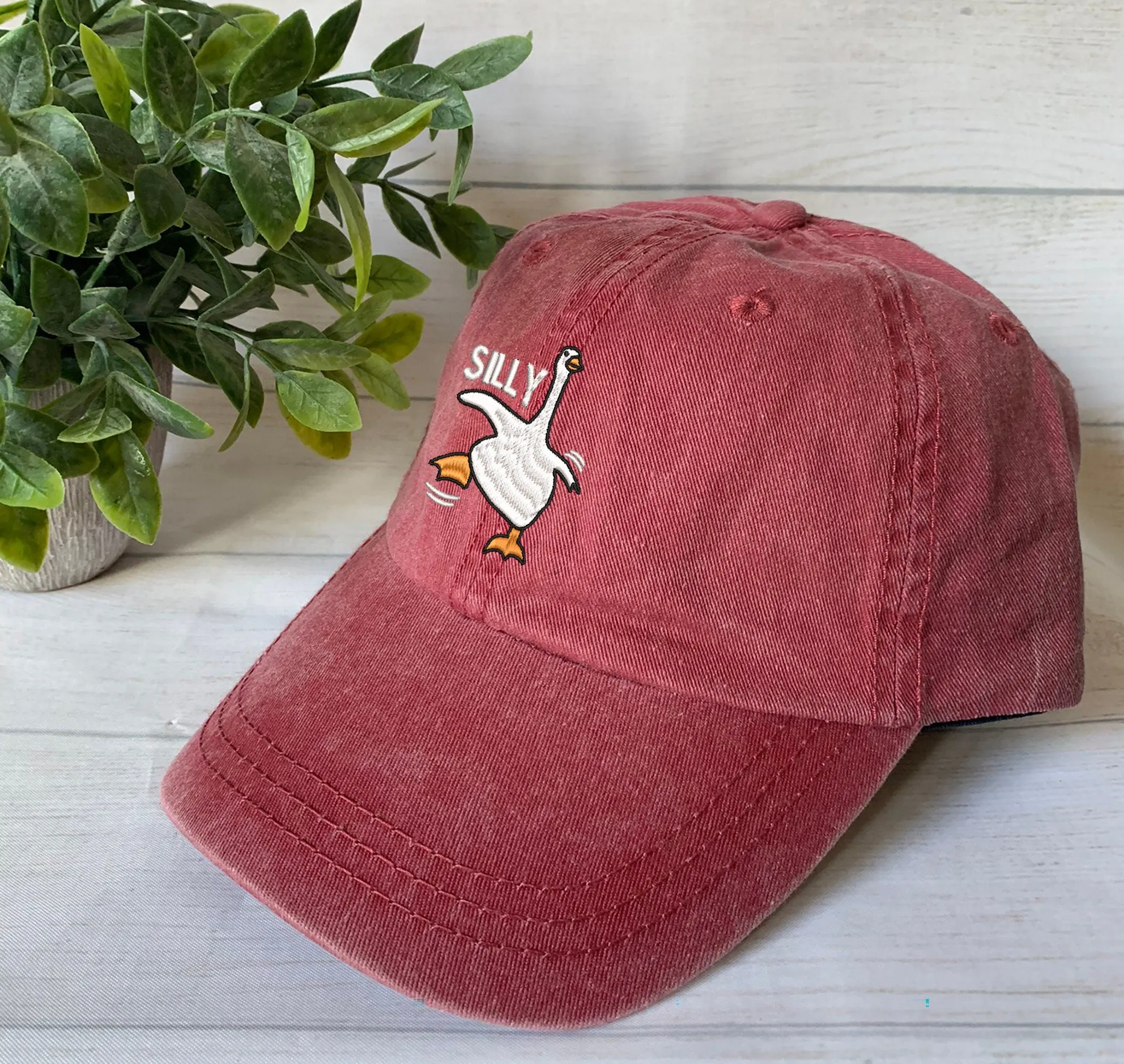 Embroidered Silly Goose Hat, Personalized Pigment Dyed Silly Goose Cap, Funny Hat, Animal Hat for Animal Lover Goose gift Hat, Add your name