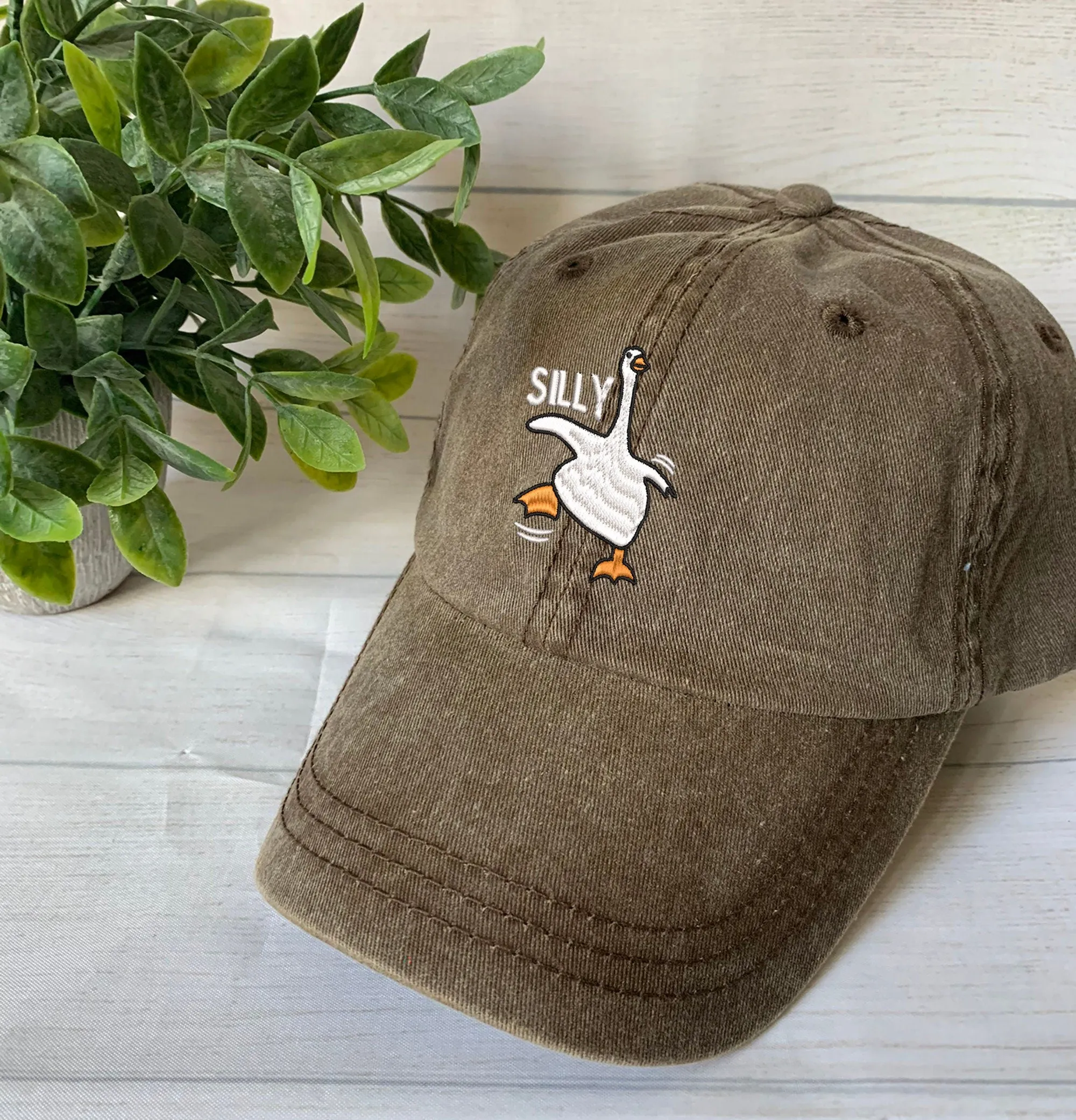 Embroidered Silly Goose Hat, Personalized Pigment Dyed Silly Goose Cap, Funny Hat, Animal Hat for Animal Lover Goose gift Hat, Add your name