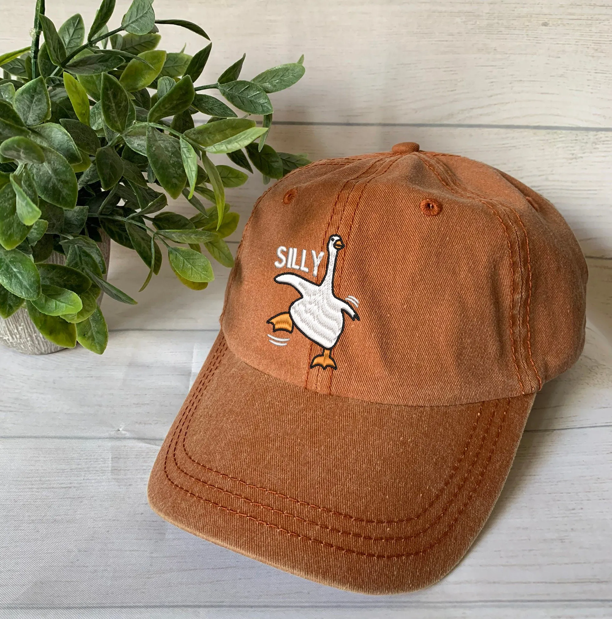 Embroidered Silly Goose Hat, Personalized Pigment Dyed Silly Goose Cap, Funny Hat, Animal Hat for Animal Lover Goose gift Hat, Add your name