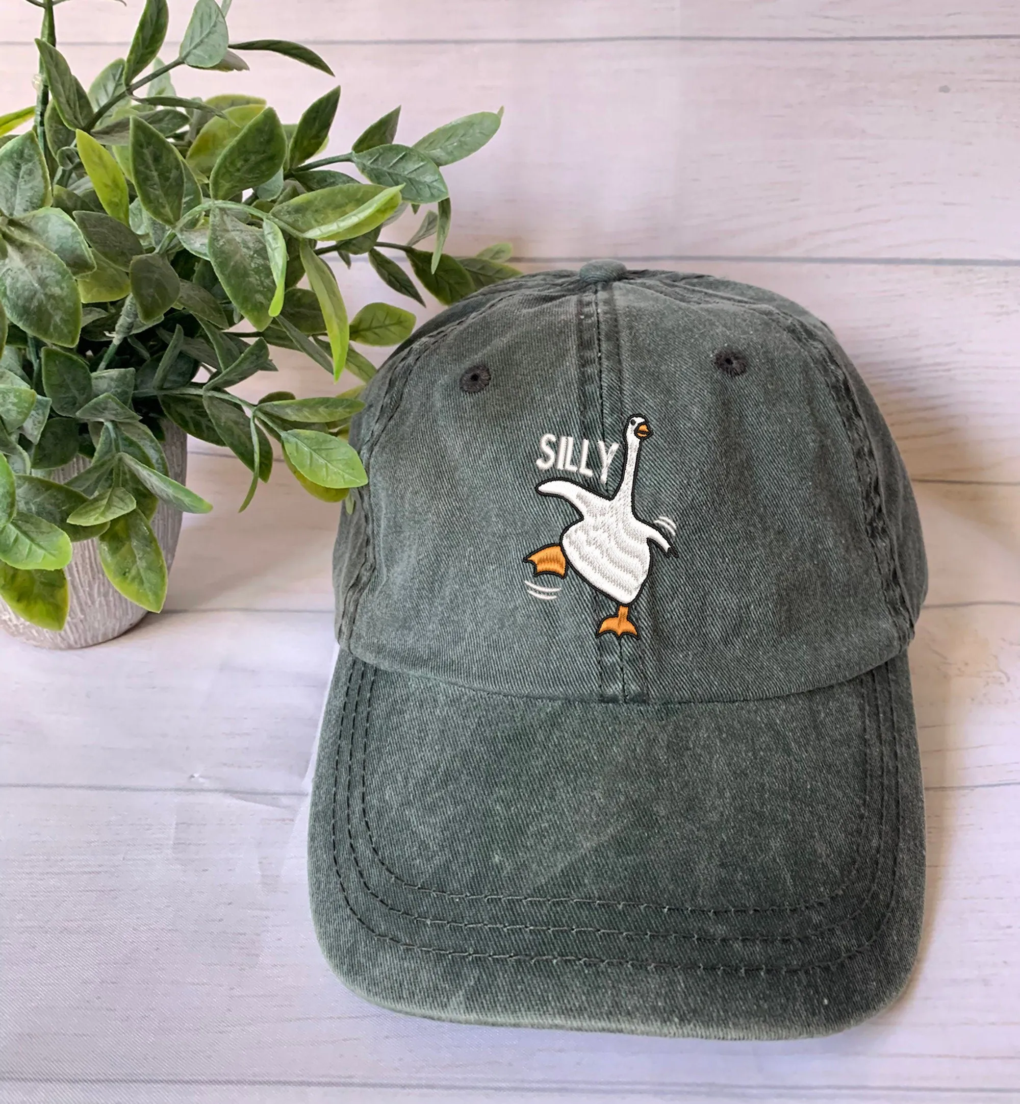 Embroidered Silly Goose Hat, Personalized Pigment Dyed Silly Goose Cap, Funny Hat, Animal Hat for Animal Lover Goose gift Hat, Add your name