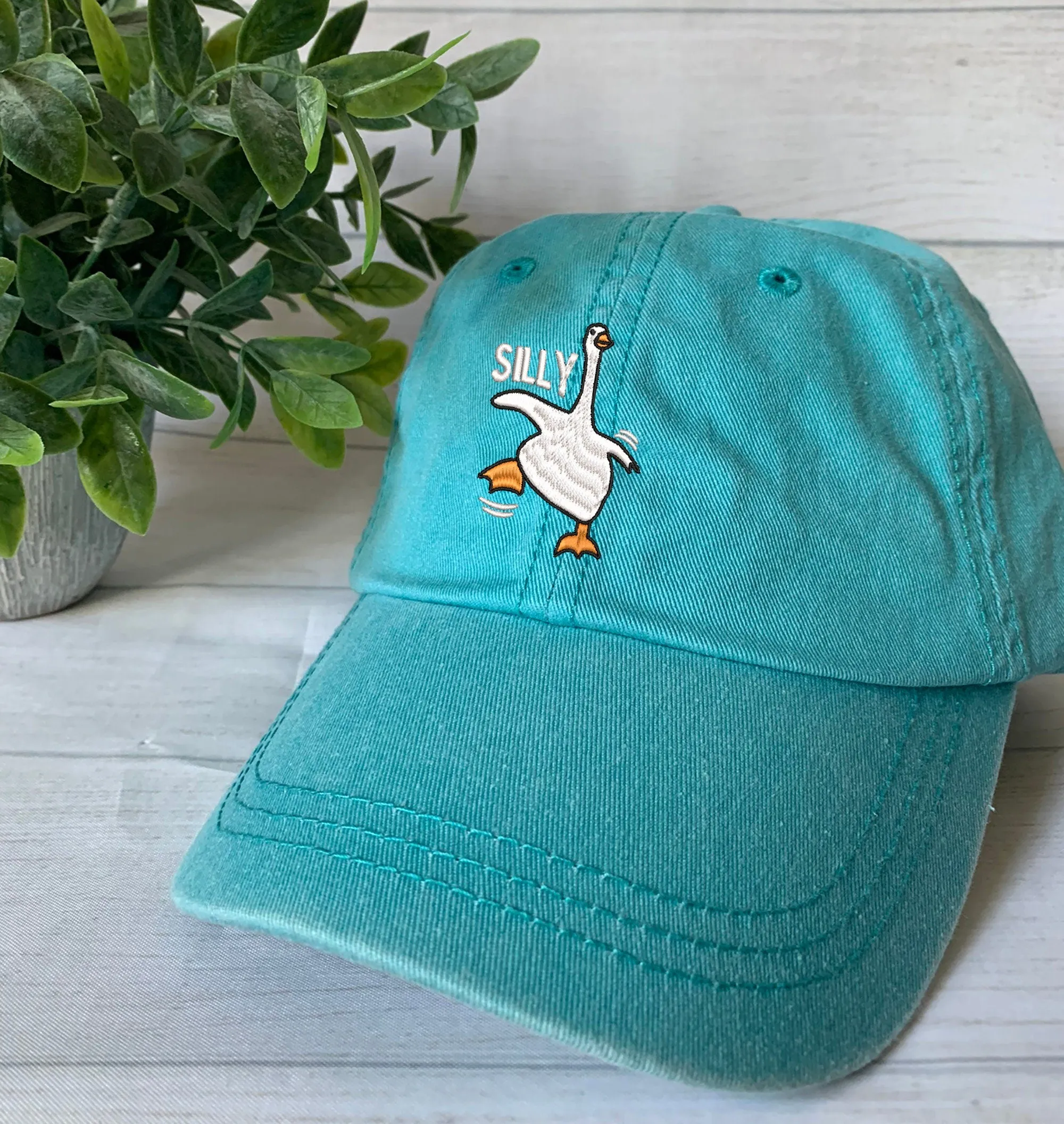 Embroidered Silly Goose Hat, Personalized Pigment Dyed Silly Goose Cap, Funny Hat, Animal Hat for Animal Lover Goose gift Hat, Add your name