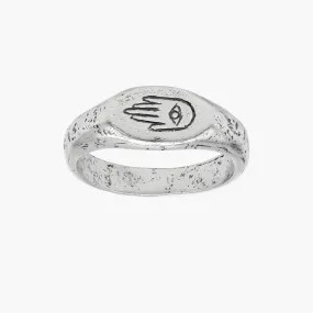 Engraved Hand With Eye Sterling Silver Ring