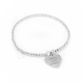 Engraved Heart Token Bracelet - Sterling Silver