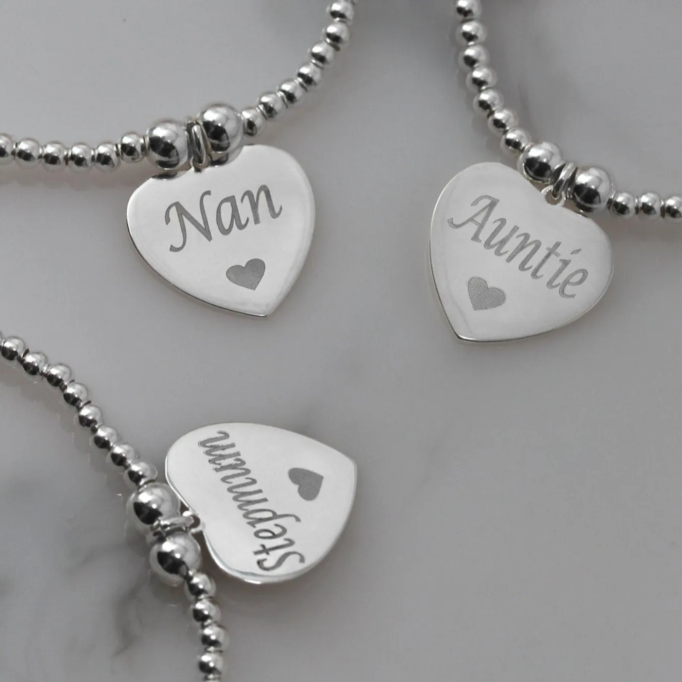 Engraved Heart Token Bracelet - Sterling Silver