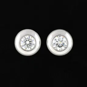 Estate Platinum Round Brilliant Diamond Stud Earrings 1.50ctw