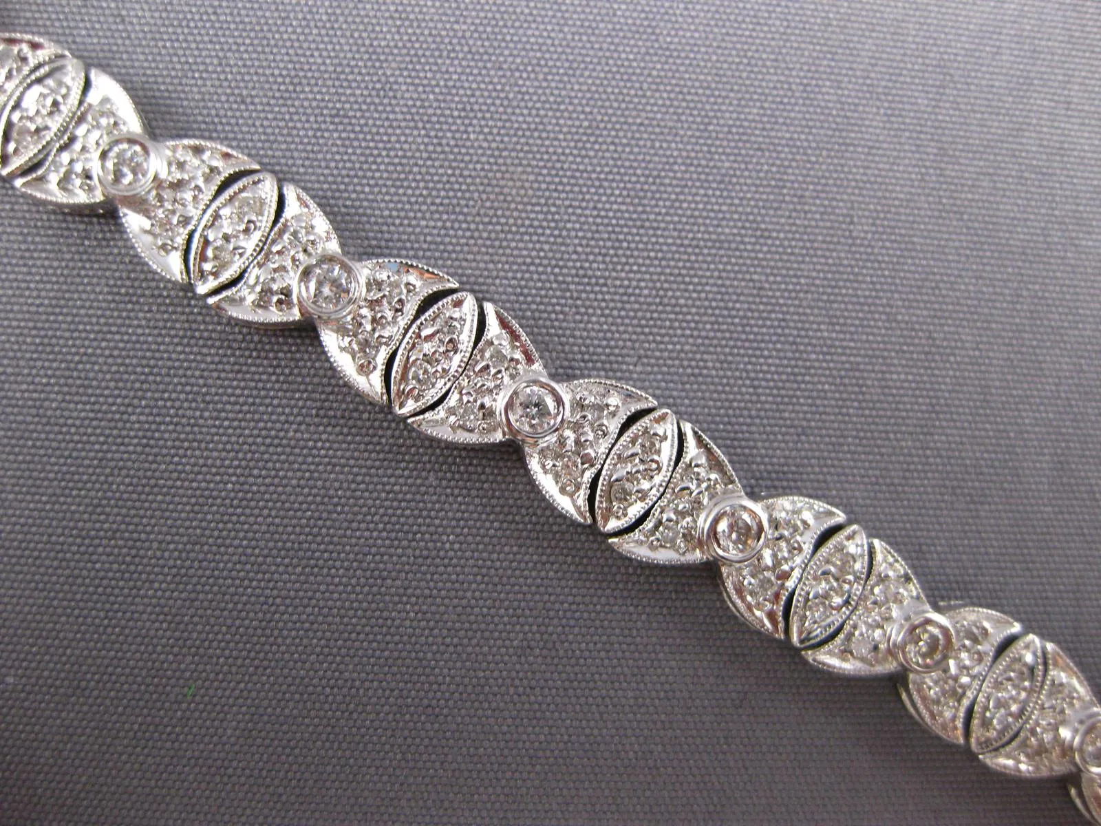 ESTATE WIDE 1.85CT DIAMOND 18KT WHITE GOLD 3D BUTTERFLY FILIGREE TENNIS BRACELET