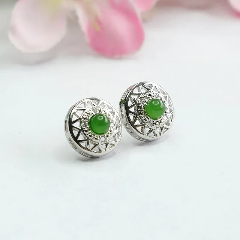 Exquisite Vintage Sterling Silver Earrings with Hotan Jade ResponseEntity