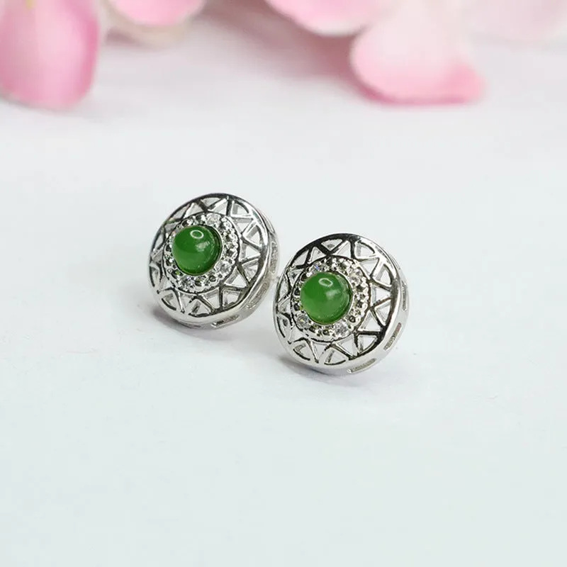 Exquisite Vintage Sterling Silver Earrings with Hotan Jade ResponseEntity