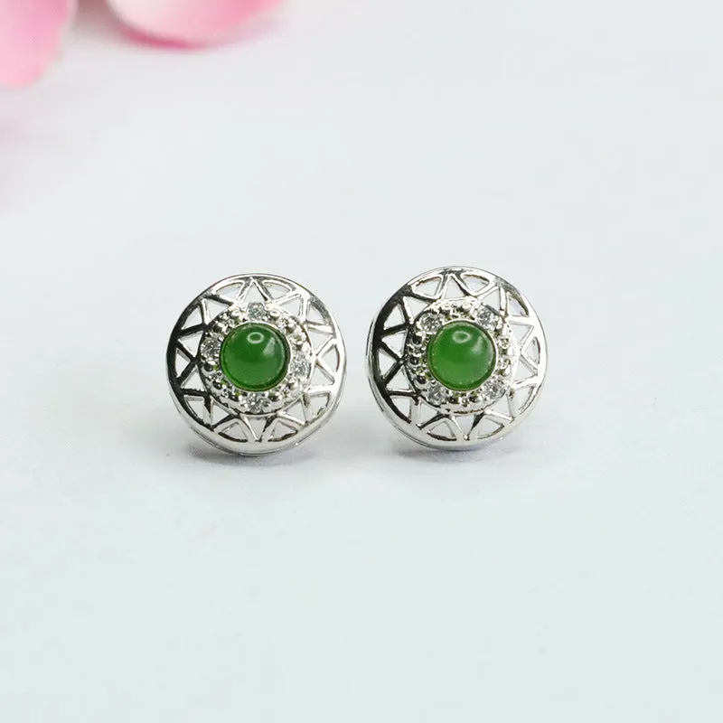 Exquisite Vintage Sterling Silver Earrings with Hotan Jade ResponseEntity