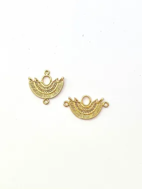 Fan Component, Earring Component, Half Moon Charm, Gold Component, Half Moon Component