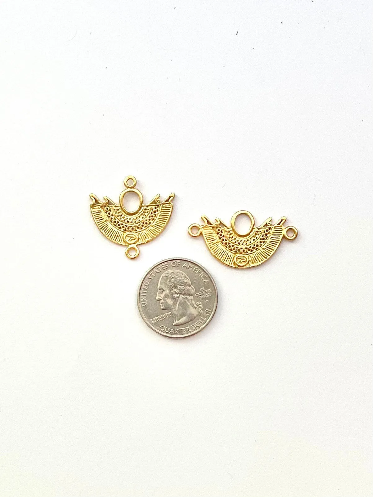 Fan Component, Earring Component, Half Moon Charm, Gold Component, Half Moon Component