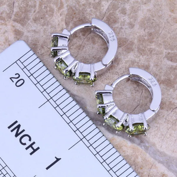 Fantastic Green Peridot 925 Sterling Silver Huggie Hoop Earrings For Women