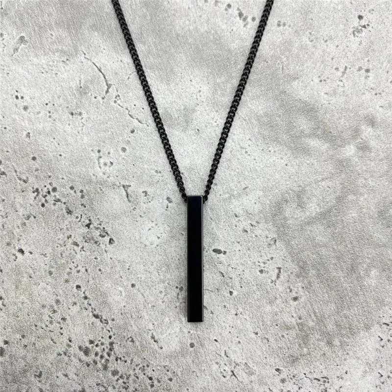 Fashion Geometric Rectangular Necklace for Men Hip-hop Retro Three-dimensional Column 2mm Pendant Male Dominant Jewelry Gift