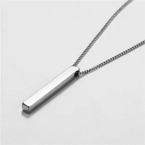 Fashion Geometric Rectangular Necklace for Men Hip-hop Retro Three-dimensional Column 2mm Pendant Male Dominant Jewelry Gift