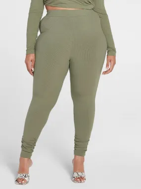 Fashion To Figure - Jade Ribbed Knit High Waist Ruched Leggings