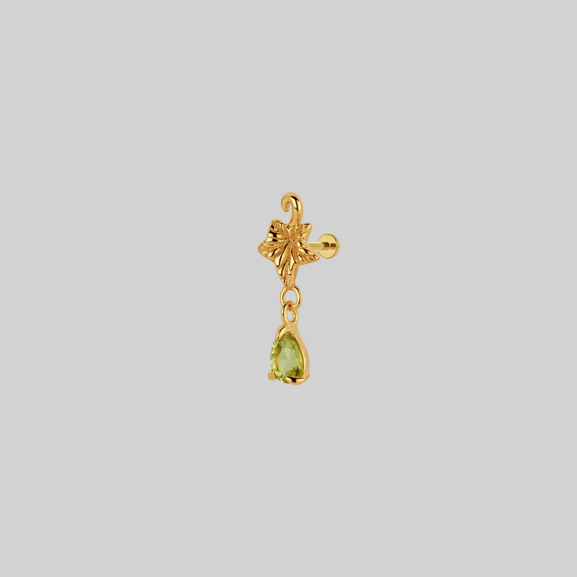 FERONIA. Ivy Leaf Peridot Ear Stud - Gold