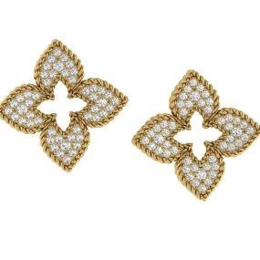 Flower Diamond Earrings in 14K Yellow Gold